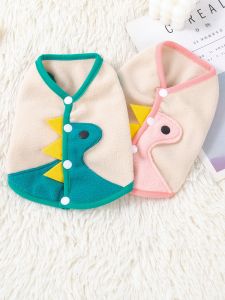 Dog Clothes Winter Dinosaur Velvet Vest Cat Teddy Bichon Pomeranian Puppies Pets Cute Thermal Cotton-Padded Clothes