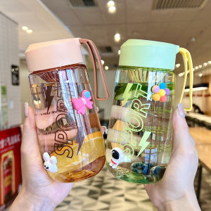 Cute Childrens Portable Tea Cup Womens Summer New Style Student School Special Use Plastic Water Cup with Handle for Drinking