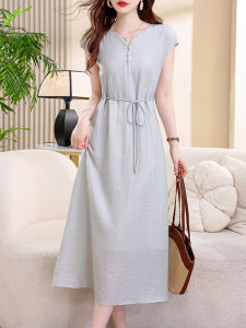 DAIXIANGFEIZI | Đầm Accentuating eo mùa hè Cotton và Linen