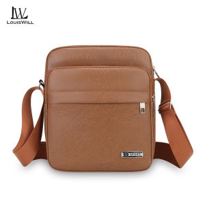 LouisWill Men Shoulder Bag PU Leather Waterproof Messenger Bag  Commuter Bag Business Bag Lightweight Casual Bag Fashion Leisure Sport Street Bag for College Student