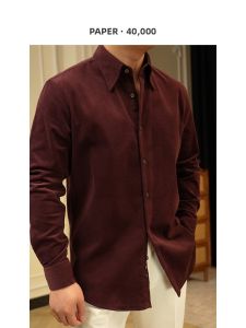 Warm Plushy Corduroy Retro Red Mens Shirt