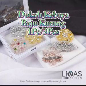 Dokoh  Kebaya Kerongsang Trandisional 1Pc/3Pcs  Dokoh Kebaya/Baju Kurung  Brooch Bahu Kiri Kanan Bahu Hijab Shawl Bawal Livas Elegant Vintage Klasik Fashion Accesories