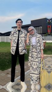 (READDY STOCK) Madam White Grey NTT - Baju Tenun Couple - Baju Kondanagn Tenin