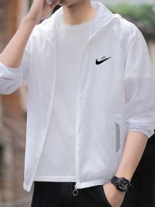 TUCANO Mens Ice Silk Ultra-Thin Outdoor UV Protection Jacket Summer Fishing Sunscreen Clothing Breathable Loose Fit Long Sleeve Zipper Closure