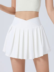 Womens Sporty Pleated Yoga Skirt Summer Anti-Light Badminton Tennis Skirt Fashionable White Mini Skirt Moisture Wicking Quick Dry Breathable