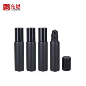 Matte Black Glass Essential Oil Rollerball Bottle Skincare Fragrance Splitter Bottle Smooth Texture Beauty Tool from China