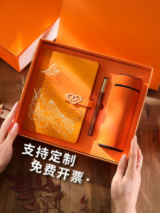 Lucky Persimmon Cultural and Creative Notebook A5 Gift Set Customized Vacuum Cup Pen Business Gift Customized Company Logo Graduation Souvenir Gift Teachers Day Gift for Teacher Enterprise Annual Meeting Gift