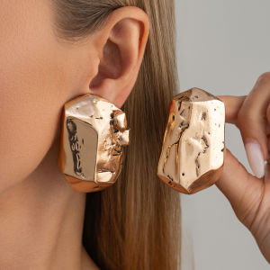 Salircon Personality Exaggerated Irregular Metal Stud Earrings for Women Trendy Creative Geometric Piercing Earring Punk Jewelry