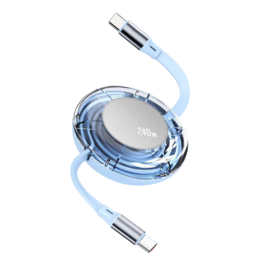 240W USB C to USB C Retractable Cable PD Fast Charging Type C Charger Cord Data Sync for iPhone 17/16/15 Samsung Xiaomi