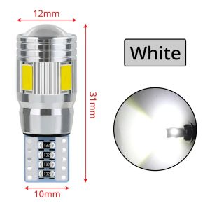 2Pcs T10 W5W Interior Dome Reading Lamps 6SMD 5630 Lens White Blue Pink LED CANBUS Bulbs Side Marker Parking Turn Signal Light