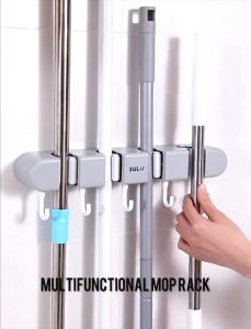 Heavy Duty Cleaning Tool Holder: Self-adhesive Mop Hook & Multipurpose Organizer