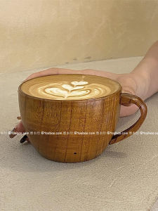 Japanese Style Wooden Latte Art Cup Creative Personalized Home Use Milk Coffee Cup Real Wood Coffee Mug Vintage Design