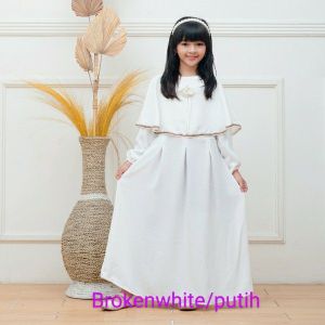 gamis anak perempuan naura 4-13.thn bahan kringkel airflow fariasi renda dan bros bunga