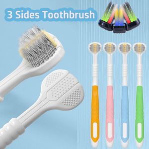 BKIJJ Bọc toàn bộ 3D Bàn chải đánh răng ba Lông mềm Hình chữ U Bàn chải làm sạch Hộ gia đình người lớn Chăm sóc răng Để làm sạch mọc răng