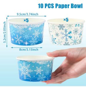 Christmas 8 oz Paper Bowl Ice Cream Cups Disposable Bowl Merry Christmas Decor For Home 2025 Navidad Natal Noel New Year 2026