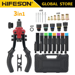 HIFESON 617 Multifunctional Manual Rivet Tool Riveting Nut Riveter Reaming Powerful Three-in-One M3-M10 Nut Kits Sleeve Nuts Threaded Rivet Tool for Auto M3/4/5/6/8/10 Multi Reaming
