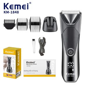 Kemei | Kemei KM-1848 Tông Đơ Cắt Tóc Đa Năng USB Sạc Màn Hình LCD Body Clipper Cho Râu Tóc Mai Mũi Tai Bikini Vùng Chải Lông
