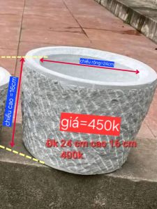 cối đá xanh nguyên khối với đường kính ( chiều rộng =24cm. chiều cao =14cm )