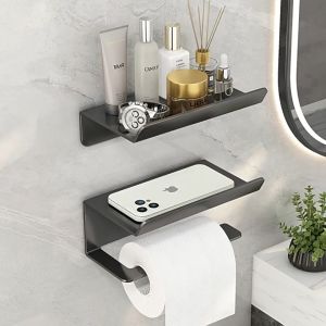 Paper Roll Holder Mobile Phone Holder Non Punching Thickened Toilet Paper Box Wall Mounted Carbon Steel Bathroom And Bathroom Storage Rack