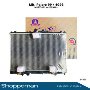 14086 MITSUBISHI PAJERO 1999 4G93 RADIATIOR ASSSEMBLY A/T 425x648x26mm PA26 1ROW MR373172