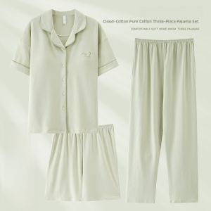 Miiow | Pure Cotton Summer Lightweight Loose Breathable Womens Sleepwear With Chest Pad Home Clothes Can Be Worn Outside Catman
