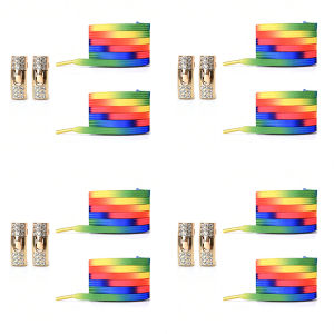 2 pairs/4 pairs No Tie Shoe Laces Diamond Buckle Golden Elastic Lace Shoelaces Pearl Light Colorful Fashion Without Ties Laces