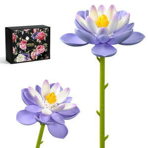 Water Lily Blossoms Building Block Bouquet Flowers Featuring Gradient Petal Details Ideal for Tabletop Display DIY Home Decor