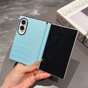 szhaiyu | For Samsung Galaxy Z Fold 8 Ultra Z Fold 8 7 6 5 Luxury Lanyard Crocodile Pattern Leather Phone Case With Hinge Shell Protector