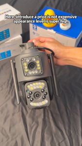 กล้องวงจรปิด Dual lens CCTV V380 Pro 4G SIM Card/WIFI 1080P HD การควบคุม APP สำหรับโทรศัพท์มือถือ การติดตามอัตโนมัติ เสียงและลําโพงสองทาง night vision Motion Detection Smart กันน้ํา IP Camera