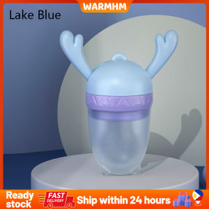 Baby Fruit Food Feeder Antler Handle Design Baby Fruit And Vegetable Pacifier Bite Bag Baby Complementary Food Feeder Food Grade Silicone Baby Fruit Molar Toy  (Lake Blue)
