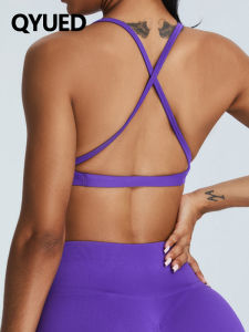 QYUED | Áo Lót Yoga Chạy Bộ Không Seam Khô Nhanh Chống Sốc Dây Chéo