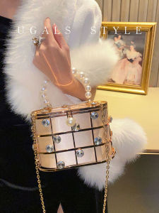 UGALS | Vintage Pearl and Crystal Birdcage Bucket Bag