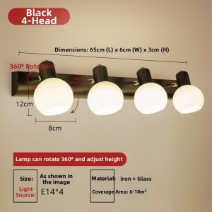 Modern Minimalist Bedroom Bathroom Makeup Desk Wall Lamp Replaceable Bulb Mirror Front Light No Punching Required Wall Lamp