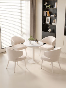 Creamy Style Cafe Table And Chair Set Rock Board Small round Table for Tea Shop Beauty Salon Casual Leisure Commercial Use