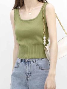 Fall Stylish French High-End Short Knit Slip Tank Top