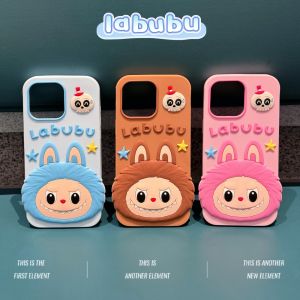 【New】Cartoon Colorful Labubu Shape Anti-drop Liquid Silicone Phone Case For iPhone 11 12 13 14 15 16 Series