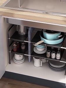 HANGROO FURNITURE (พร้อมส่ง)  ชั้นวางของใต้ซิงค์ ยืดหดได้ถึง  ปรับขนาดได้ ปรับตำแหน่างที่วางได้  ไว้เก็บของในครัว ชั้นวางอเนกประสงค์ ที่วางของใต้ซิงค์ แข็งแรง ทนทาน ชั้นวางในครัว ZWJ