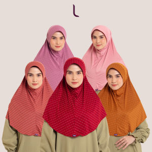 Elzatta Hijab Kerudung Jilbab Bergo Instan Bahan Knit Salur Motif Polkadot Olina Polka
