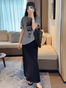 Váy Dài Midi Đen Thanh Lịch Kiểu Pháp Cho Nữ Mùa Hè 2025 Bộ Sưu Tập Mới Váy Dài Chữ a Cạp Cao Dáng Chữ a Thường