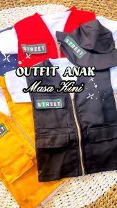 SETELAN ANAK LAKI LAKI DAN PEREMPUAN MASA KINI BAHAN KATUN MOTIF KOBOI USIA 6 BULAN - 5 TAHUN