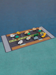 iekool | Educational Play Car Mat Wooden Toy Set