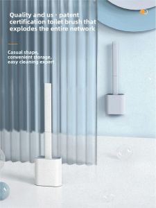 MONLEYTA | Japanese Toilet Brush Silicone Wall-Mounted Household Cleaning Tool For Toilet Bowl Crack-Free Durable Plastic No Drilling Needed