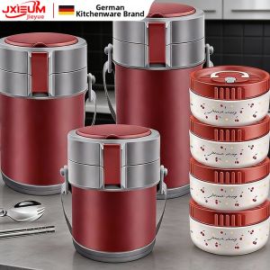 JXIEUM | Insulated 24 Hours Stainless Steel Lunch Box 3 Layers Microwave Safe