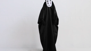 No Face Man Cosplay Costume Full Set With Mask Gloves Black Hooded Robe Halloween Party Outfit