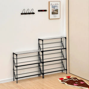 ชั้นวางรองเท้าพลาสติกแบบพับได้ขนาดเล็กสำหรับห้องนักเรียน ชั้นวางรองเท้าหลายชั้นสำหรับจัดระเบียบรองเท้าในห้องนอน