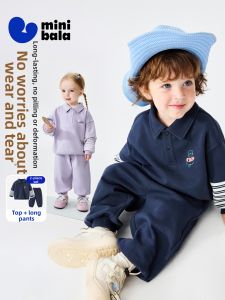 MINI BALA | Mini Children Set Polo Faux Two-piece Sweater Pants