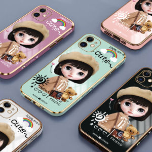 Cellphone Case For Vivo V19 Y27 5G With Lanyard + Cartoon Cute Girl Casing Plated Luxury Plating Soft Back Cover