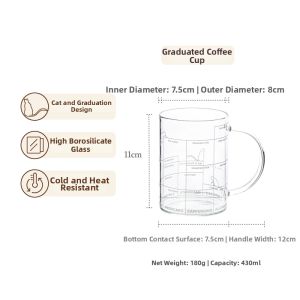 SHUEHO | Cat Measured High Borosilicate Handle Cup