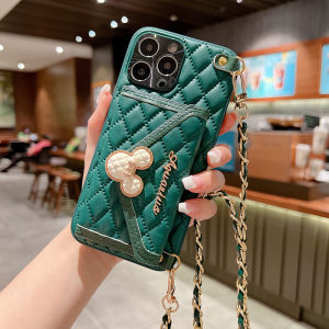 Luxury Detachable Card Holder Phone Case for Apple 13 Full Cover Crossbody Chain Fragrance Style Protective Shell for iPhone