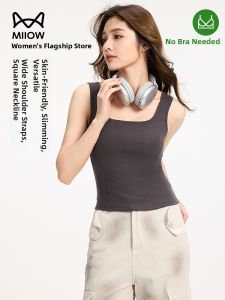 Miiow | Slimming Fitted Tank Top Womens Summer New Style MiiOW Cat Person Square Collar Bralette Invisible Underwear Base Layer Top